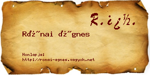Rónai Ágnes névjegykártya