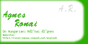 agnes ronai business card